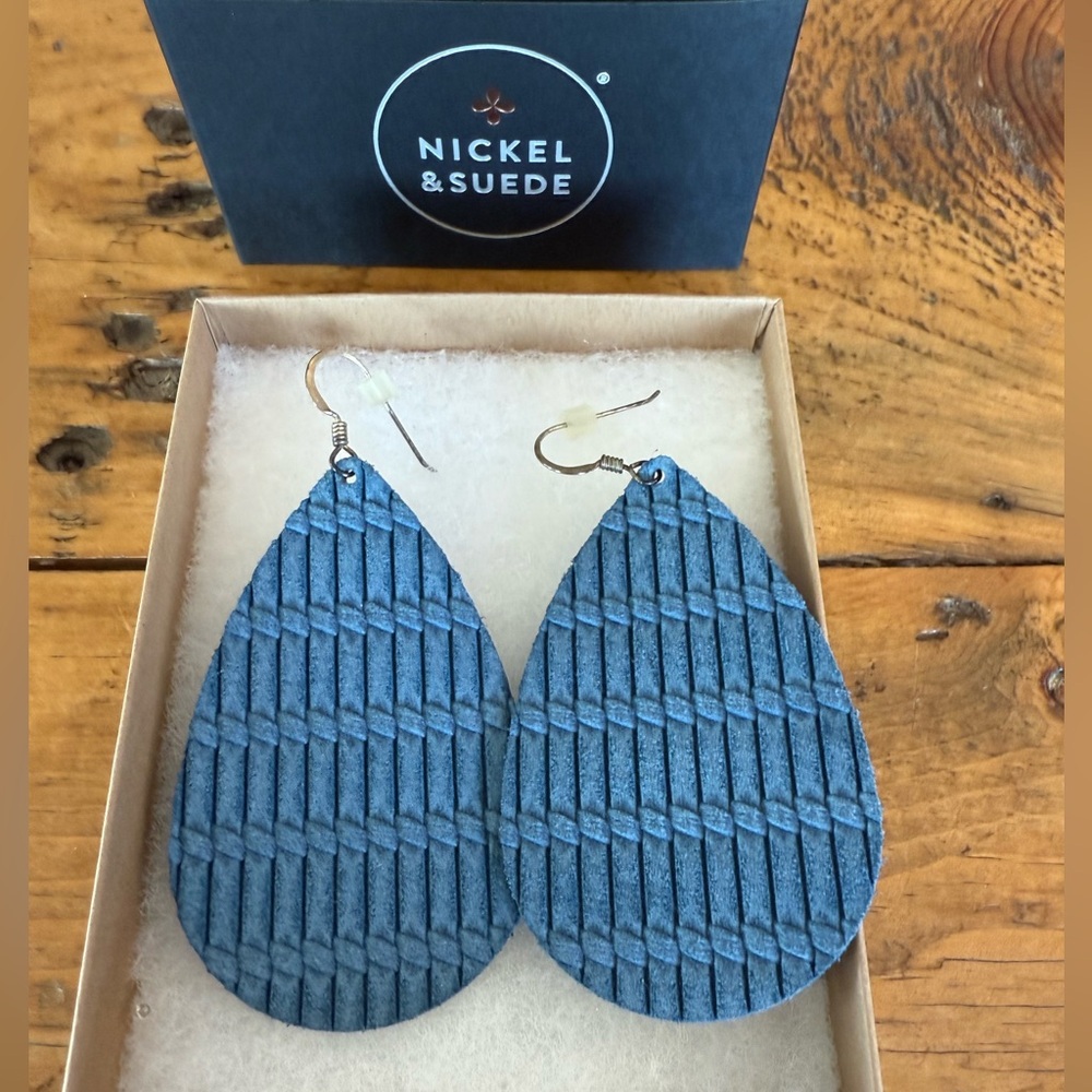 Nickel & Suede Teardrop Earrings